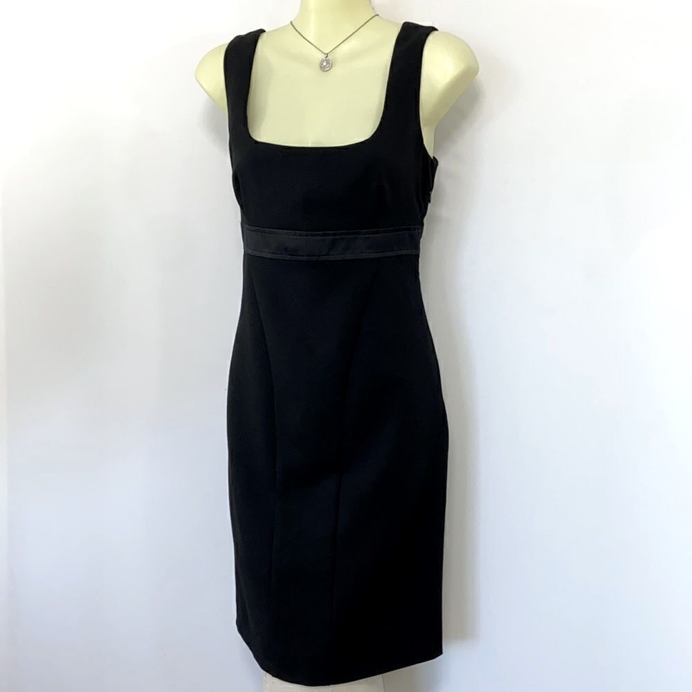 Love Moschino Dress Black Sheath Wool Blend Empire Line NWOT Sz 4 - Picture 7 of 10